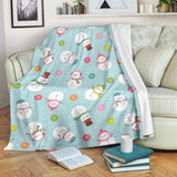 Cute Snowman Snowflake Pattern Premium Blanket