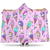 Cute Ice Cream Cone Animal Pattern Hooded Blanket