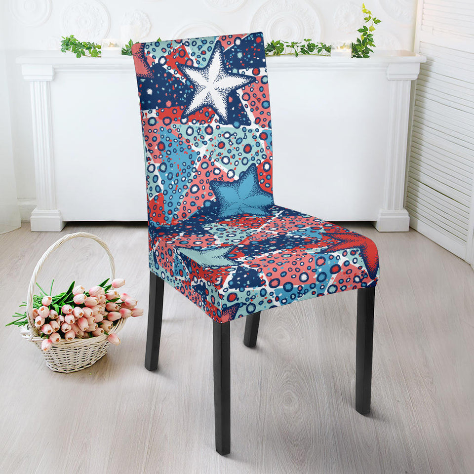 Hand Drawn Colorful Starfish Dining Chair Slipcover