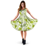 Cute Frog Dragonfly Pattern Sleeveless Midi Dress