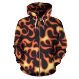 Fire Flame Dark Pattern Zip Up Hoodie