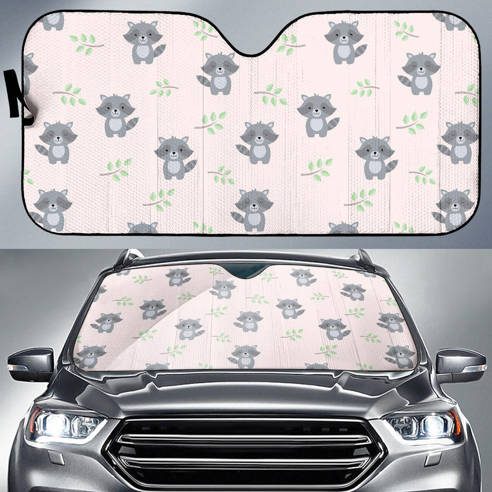 Cute Raccoons Leaves Pattern Car Sun Shade