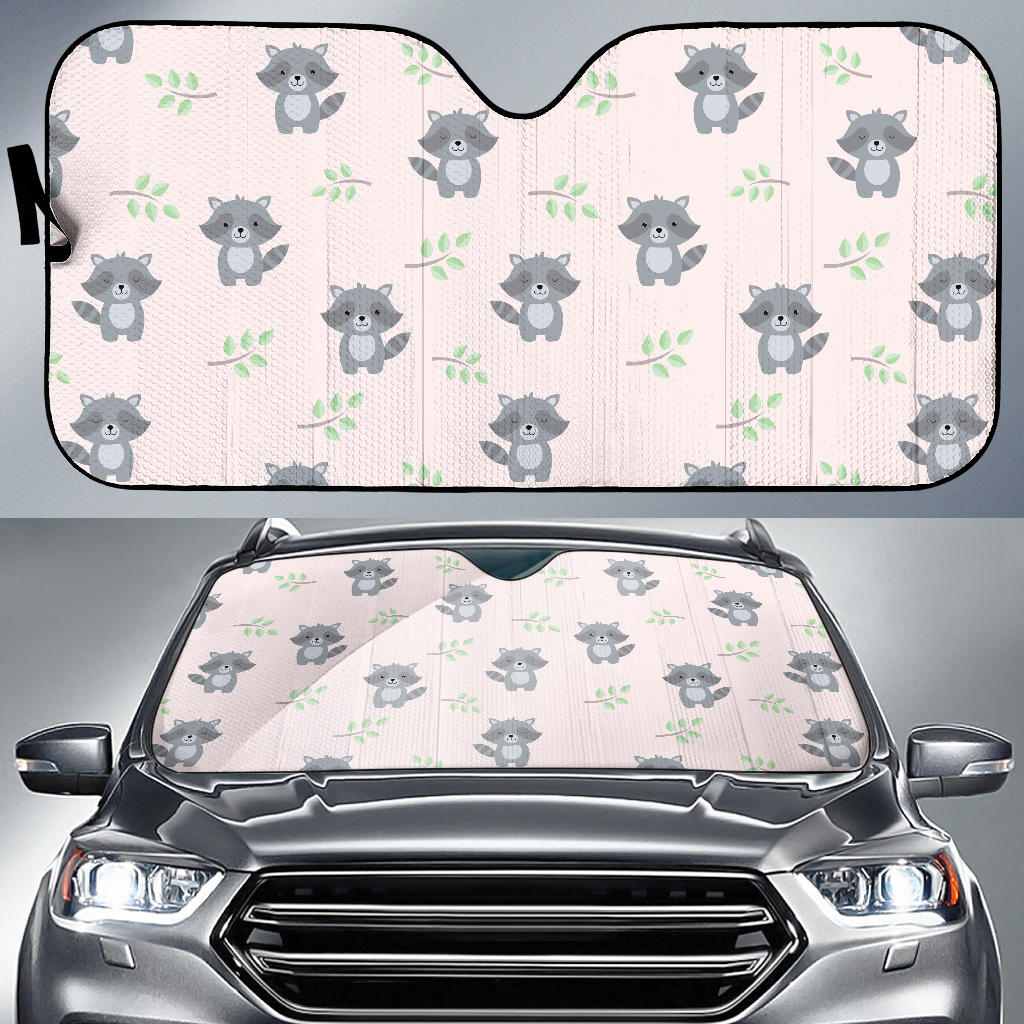 Cute Raccoons Leaves Pattern Car Sun Shade