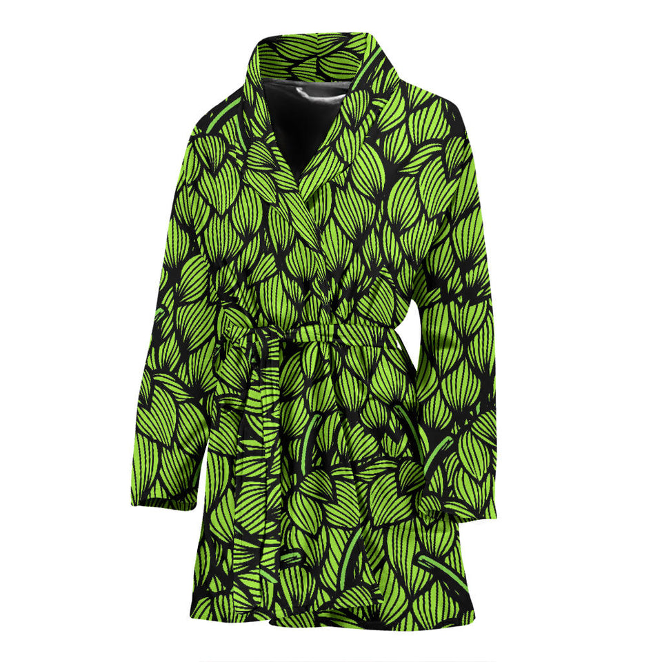 Green Hop Pattern Women'S Bathrobe