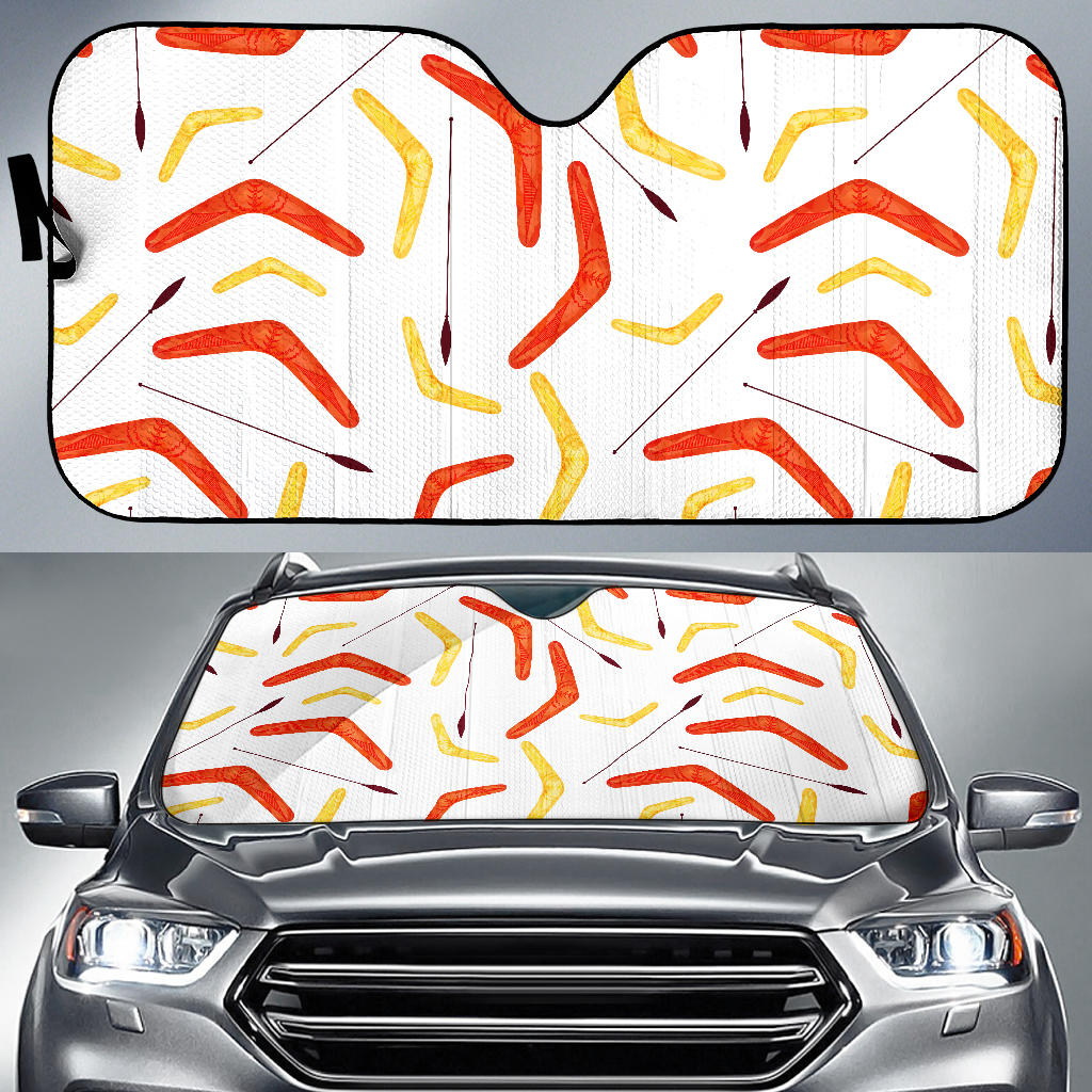 Waterclor Boomerang Australian Aboriginal Ornament Car Sun Shade