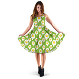 Fried Eggs Pattern Print Design 01 Sleeveless Midi Dress