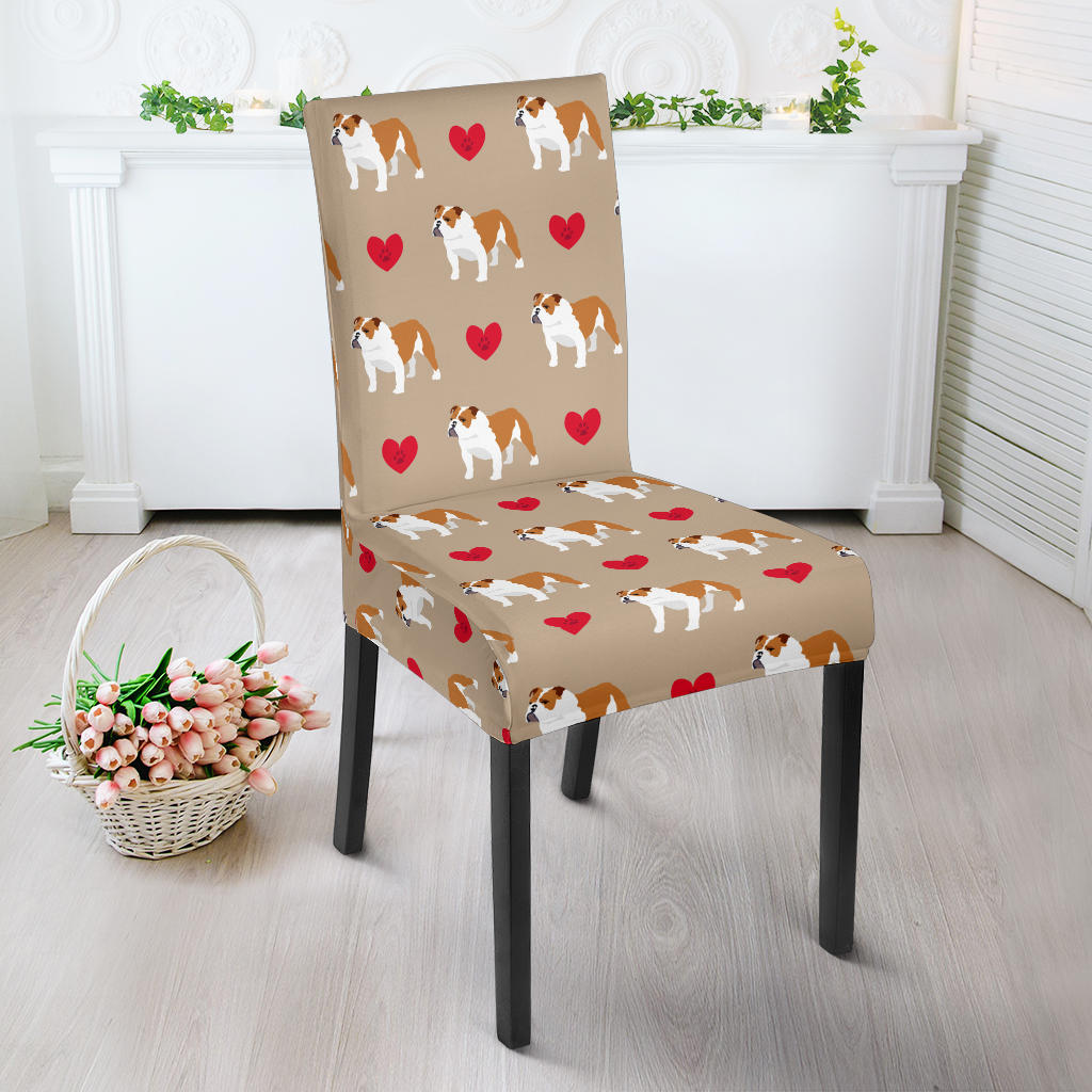 English Bulldog Pattern Print Design 05 Dining Chair Slipcover