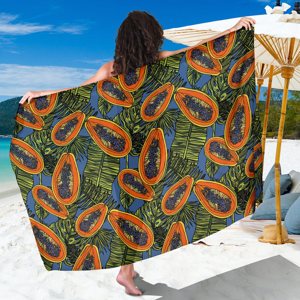 Colorful Papaya Tropical Leaves Sarong