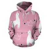 Llama Alpaca Pink Background Men Women Pullover Hoodie