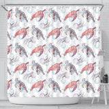Watercolor Sea Turtle Jellyfish Pattern Shower Curtain Fulfilled In US
