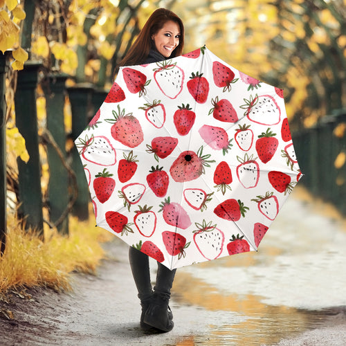 Watercolor Hand Drawn Beautiful Strawberry Pattern Umbrella