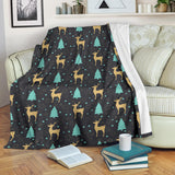 Deers Star Tree Pattern Premium Blanket