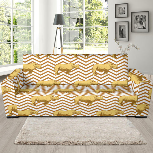 Rhino Yellow Theme Pattern Sofa Slipcover