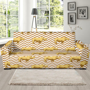 Rhino Yellow Theme Pattern Sofa Slipcover