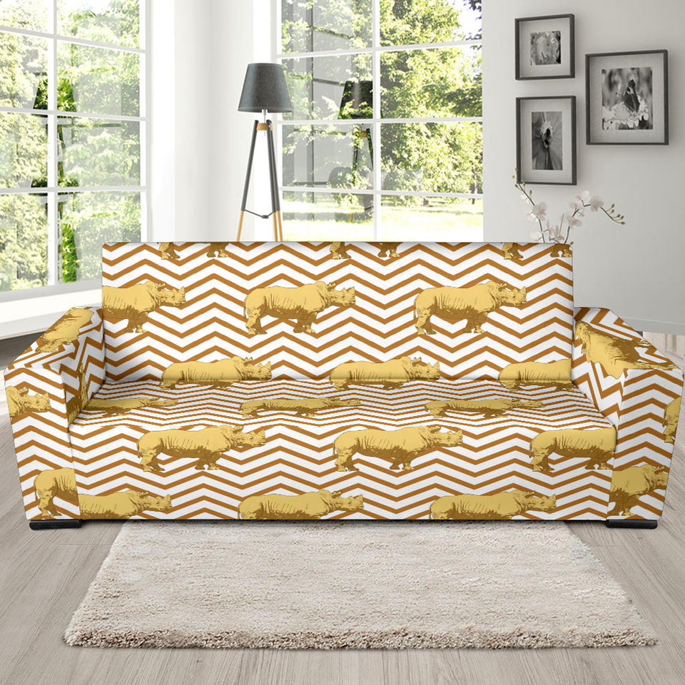 Rhino Yellow Theme Pattern Sofa Slipcover