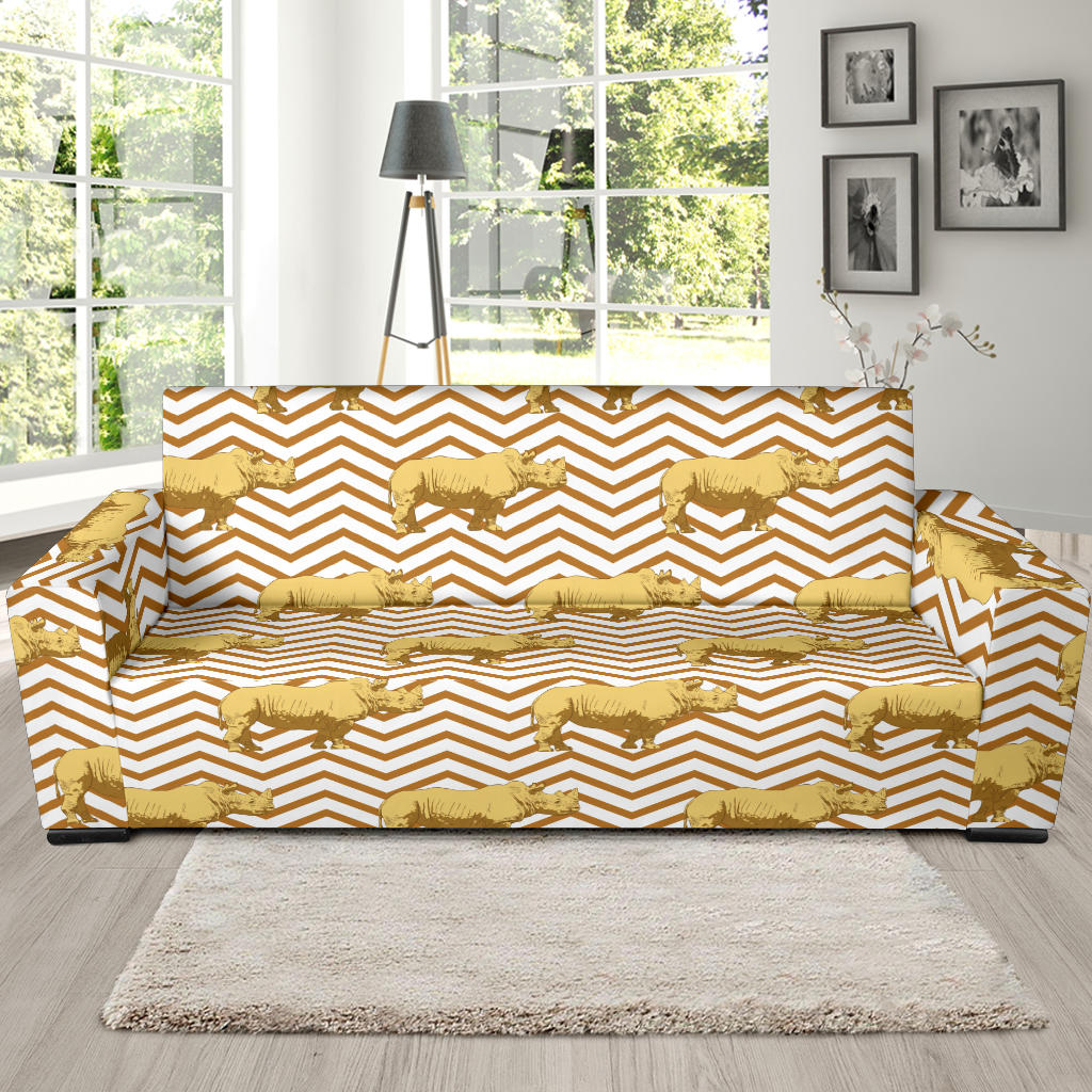 Rhino Yellow Theme Pattern Sofa Slipcover