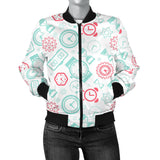 Clock Time Pattern Blackground Women'S Bomber Jacket