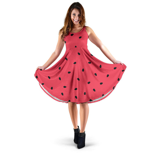Watermelon Texture Background Sleeveless Midi Dress