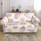 Cakes Pies Tarts Muffins And Eclairs Purple Blueberry Topping Pattern Loveseat Couch Slipcover