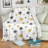 Hand Drawn Gold Black Star Pattern Premium Blanket