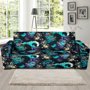 Dragon Sea Wave Pattern Sofa Slipcover