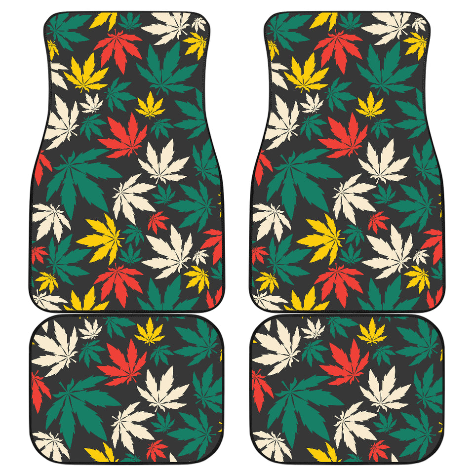 Canabis Marijuana Weed Pattern Print Design 02 Front and Back Car Mats