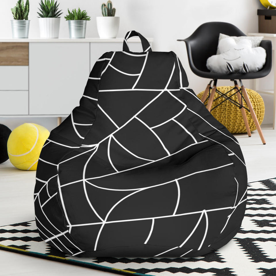 Spider Web Pattern Black Background White Cobweb Bean Bag Cover