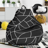 Spider Web Pattern Black Background White Cobweb Bean Bag Cover