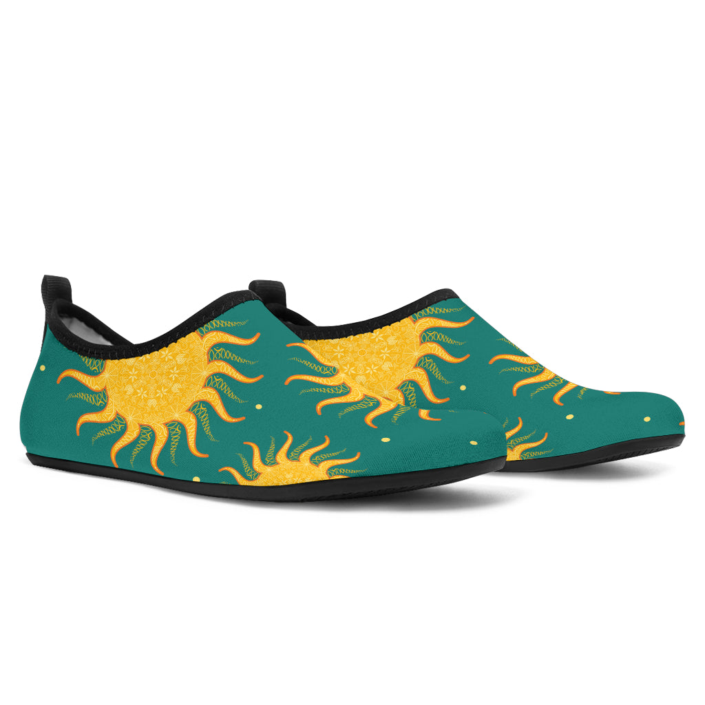 Sun Green Background Aqua Shoes