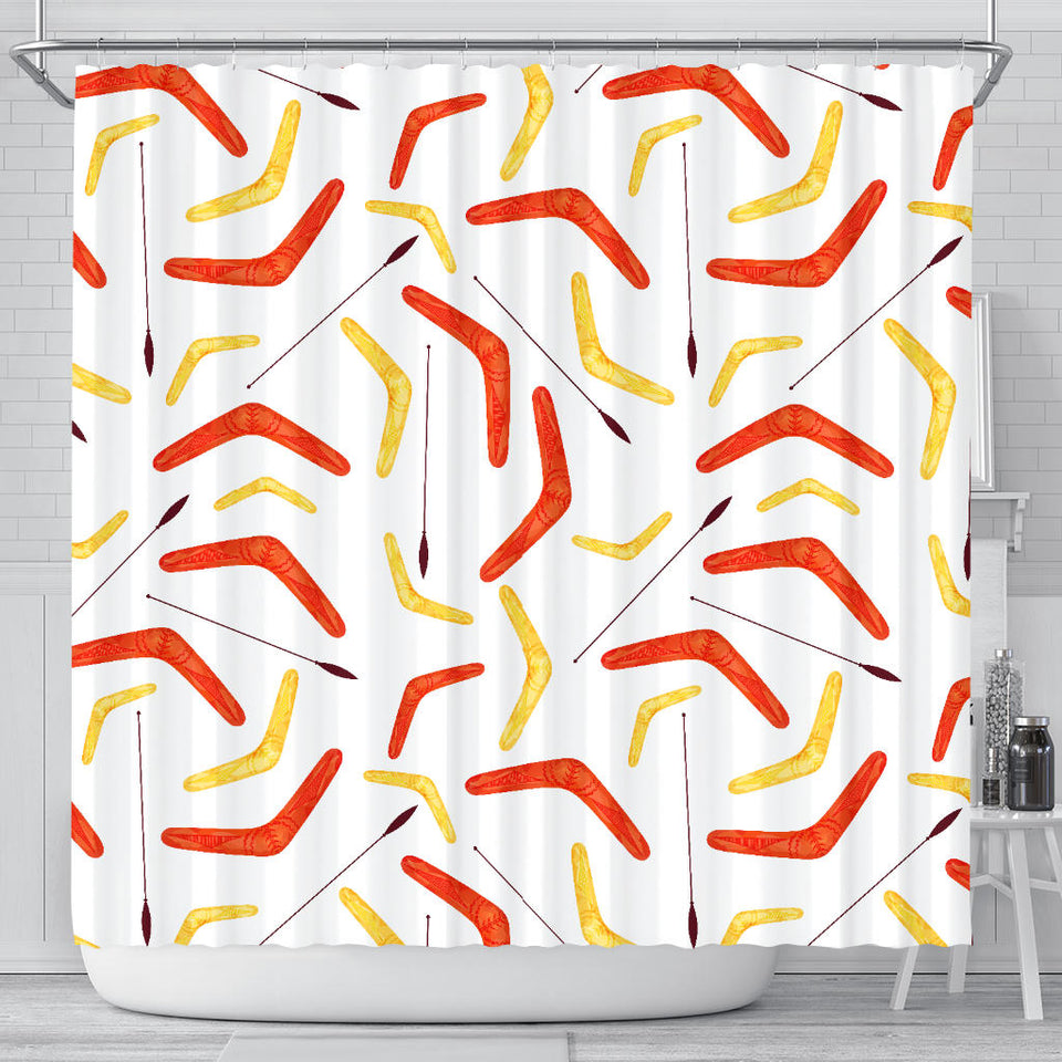 Waterclor Boomerang Australian Aboriginal Ornament Shower Curtain Fulfilled In US