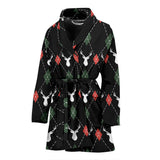 Deer Christmas New Year Pattern Argyle Women'S Bathrobe