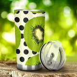 Kiwi Black Dot Background Tumbler