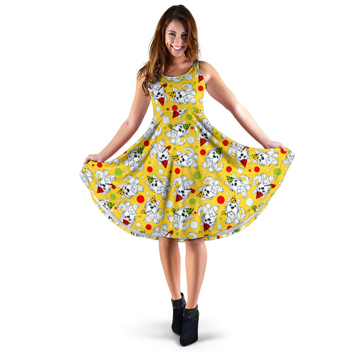 Yorkshire Terrier Pattern Print Design 05 Sleeveless Midi Dress