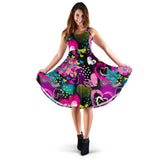 Heart Dot Wave Star Creative Design Pattern Sleeveless Midi Dress