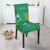 Cute Frog Dragonfly Design Pattern Dining Chair Slipcover