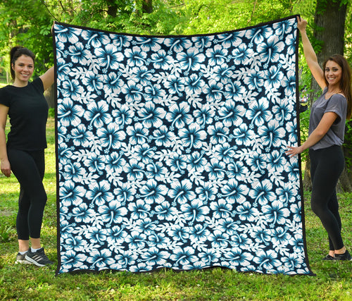 Hibiscus Pattern Print Design 04 Premium Quilt
