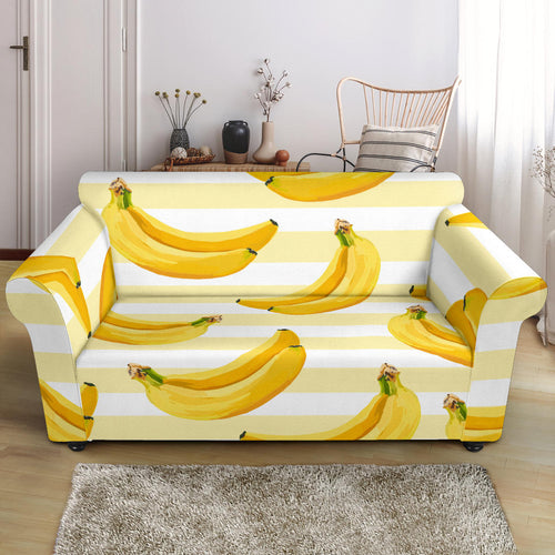 Banana Pattern Blackground Loveseat Couch Slipcover