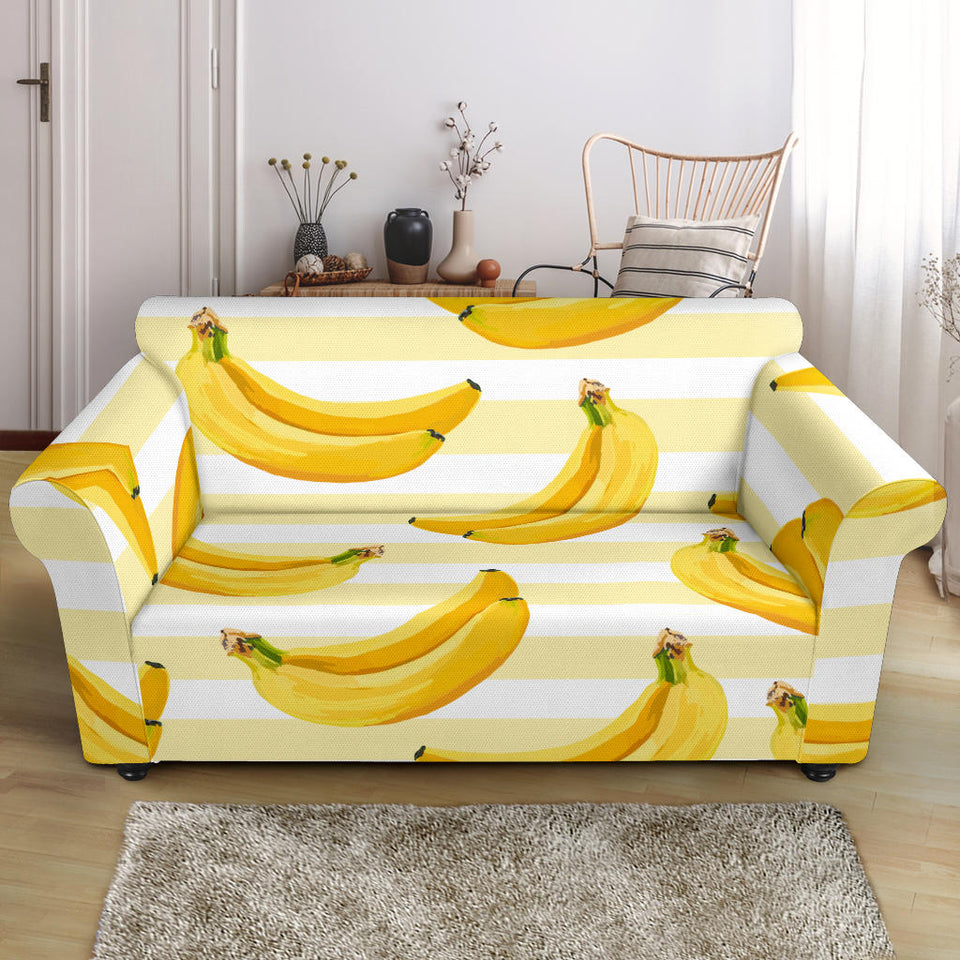 Banana Pattern Blackground Loveseat Couch Slipcover