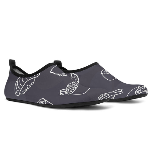 Sushi Pattern Black Background Aqua Shoes