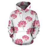 Pink Lotus Waterlily Pattern Men Women Pullover Hoodie