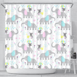 Cute Elephant Mouse Pattern Shower Curtain Fulfilled In US