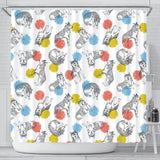 Siberian Husky And Colorful Circle Pattern Shower Curtain Fulfilled In US