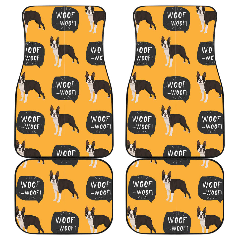 Boston Terrier Design Pattern Front And Back Car Mats