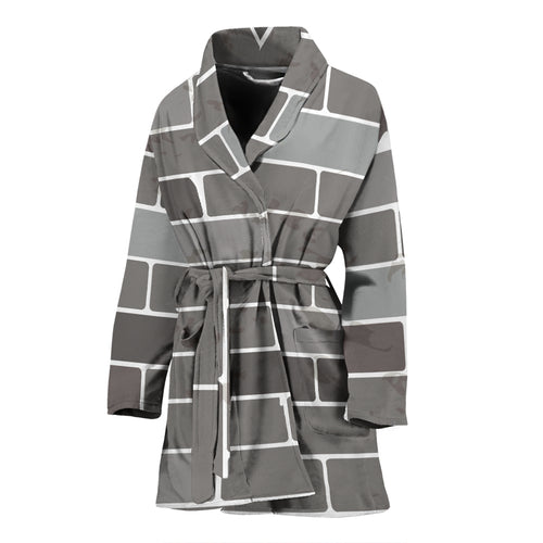 Brick Printed Pattern Print Design 05 Women's Bathrobe