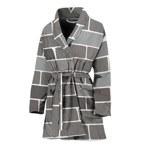 Brick Printed Pattern Print Design 05 Women's Bathrobe