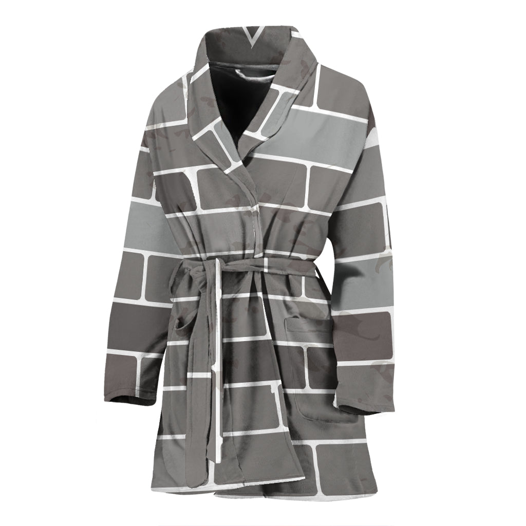 Brick Printed Pattern Print Design 05 Women's Bathrobe