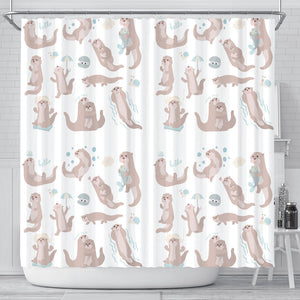 Cute Sea Otters Pattern Shower Curtain Fulfilled In US
