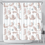 Cute Sea Otters Pattern Shower Curtain Fulfilled In US
