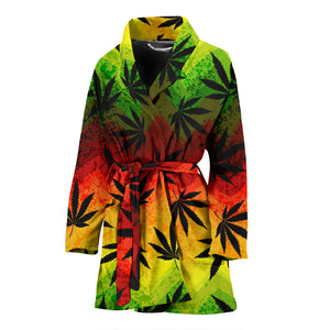 Canabis Marijuana Weed Pattern Print Design 03 Women's Bathrobe