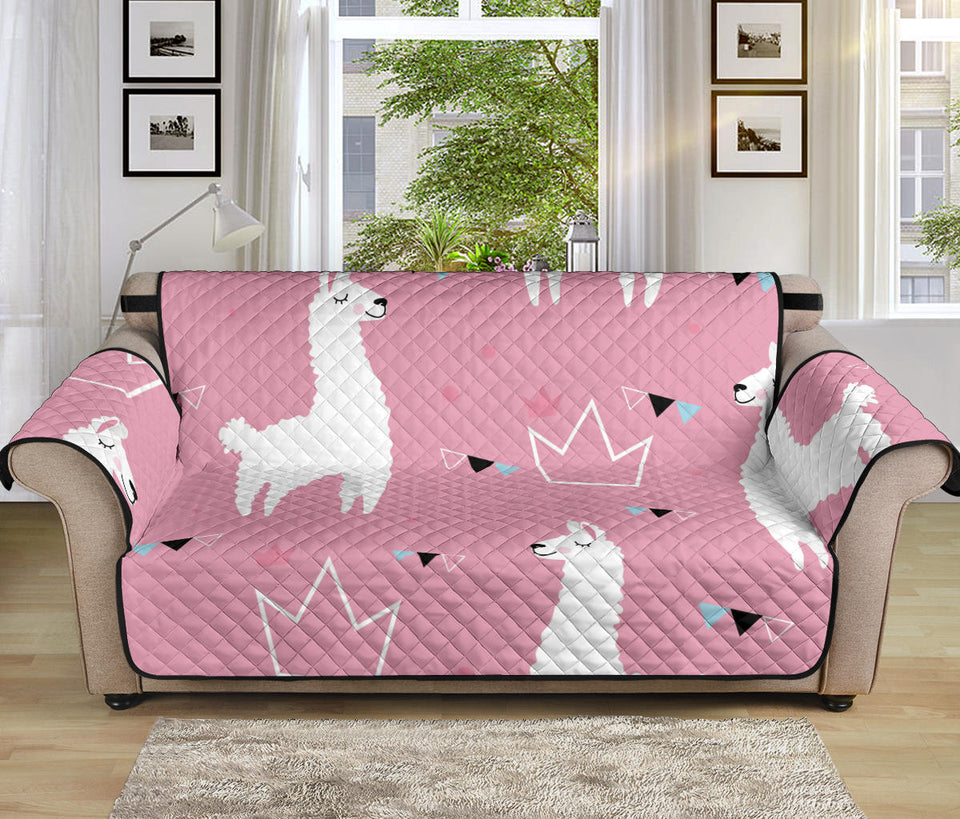 Llama Alpaca pink background Sofa Cover Protector